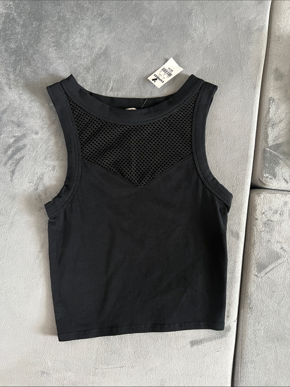 Express Black Mesh Crop Tank- NWT